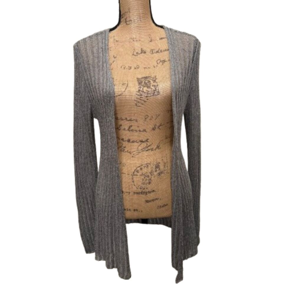 NWT Gap‎ Lightweight Knit Slim Cardigan Silver Metallic Wool Alpaca Size Large
